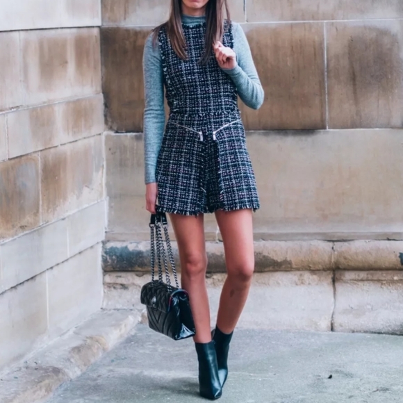 Zara Tweed Jumpsuit Romper NWT BLOGGER'S Favorite - Picture 3 of 9